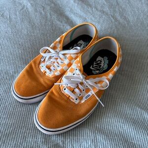 Vans Orange and White Checkered Sneakers
